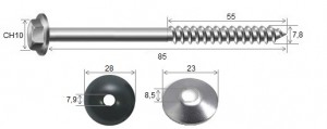 Parafuso Telha + Arruelas 5/16 x 85 Inox-304 - 10 peas